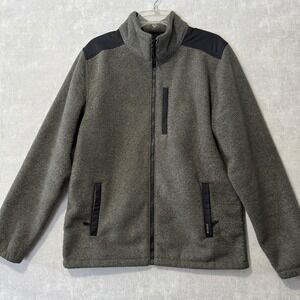 PrAna Jacket Mens‎ Large Gray Full Zip Fleece Knit Shoulder Panel Outdoors Warm